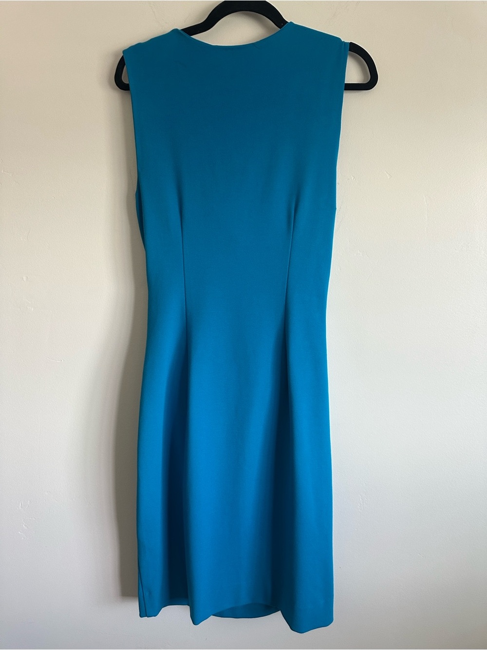 Diane von Furstenberg Cerulean Blue Sleeveless Ruched Faux Wrap Dress Size 8 - Picture 2 of 5